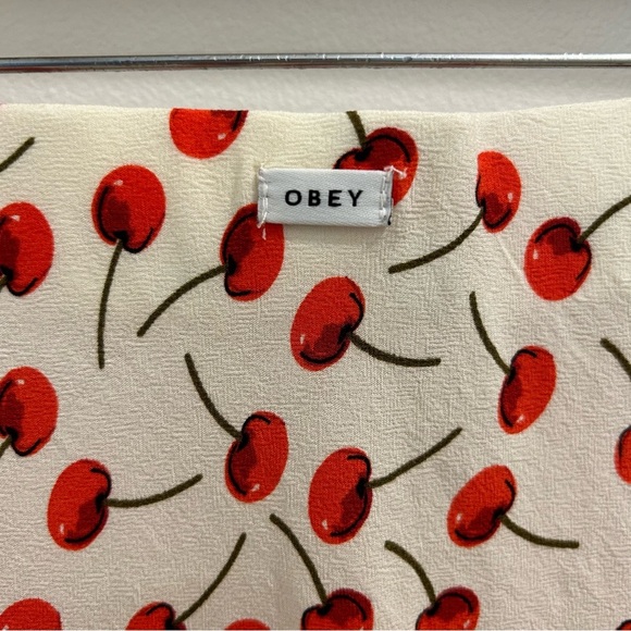 Obey Corey Skirt Small Cherry Print cream red black Dolls Kill cherries - Picture 5 of 8